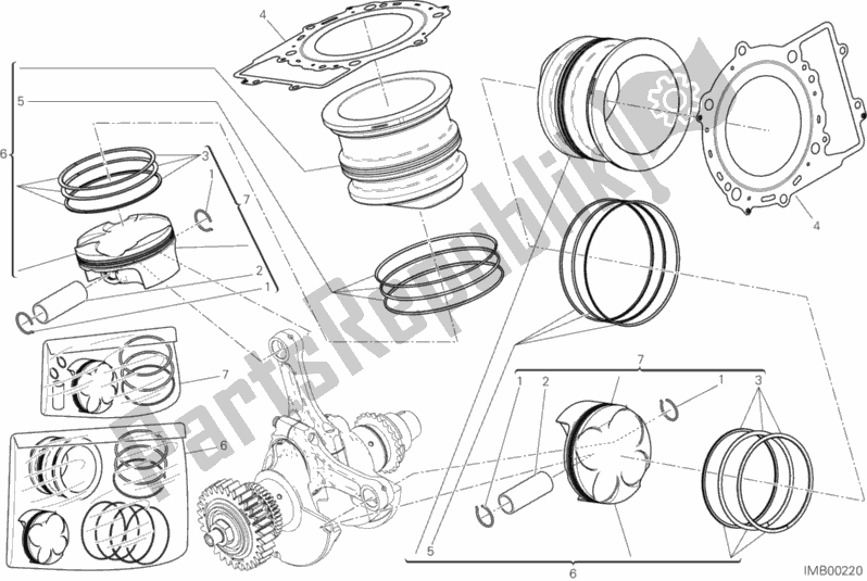 All parts for the Cylinders - Pistons of the Ducati Superbike 959 Panigale ABS 2018